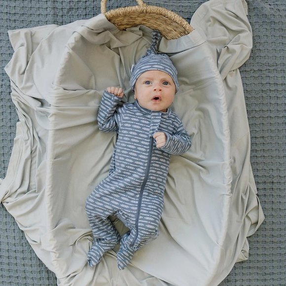 Mebie Baby Cotton Footed Zipper One Piece - Blue Horizon - Picture 2 of 2